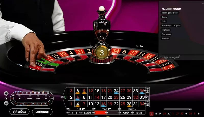 live dealer roulette chat